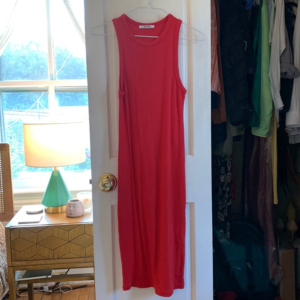 Ruby red midi ribbed bodycon dress by Zara